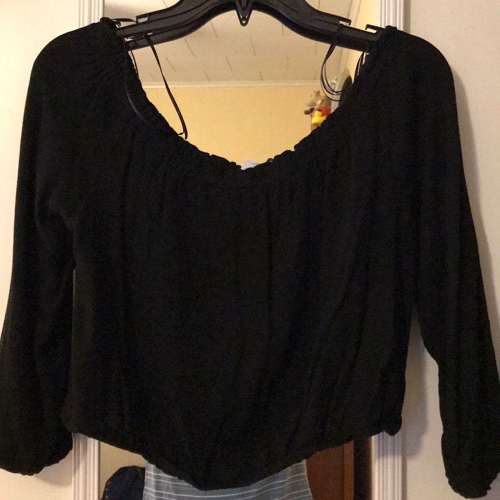 H&M off the shoulder black crop top